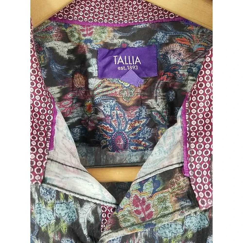 Tallia‎ Mens Shirt XL Button Up Long Sleeve Colorful Floral Print - Picture 4 of 5